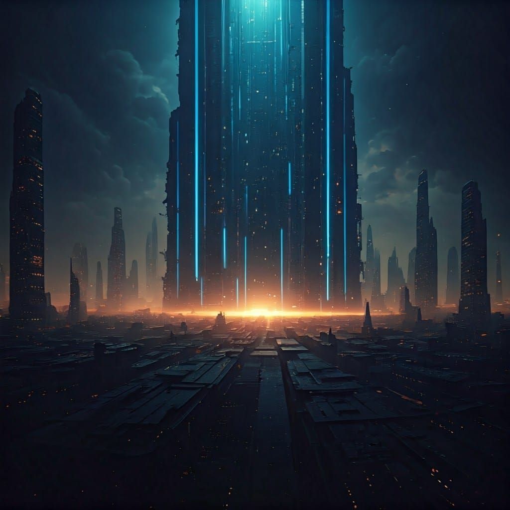 Cyberpunk Arcology in Neon-Lit Splendor