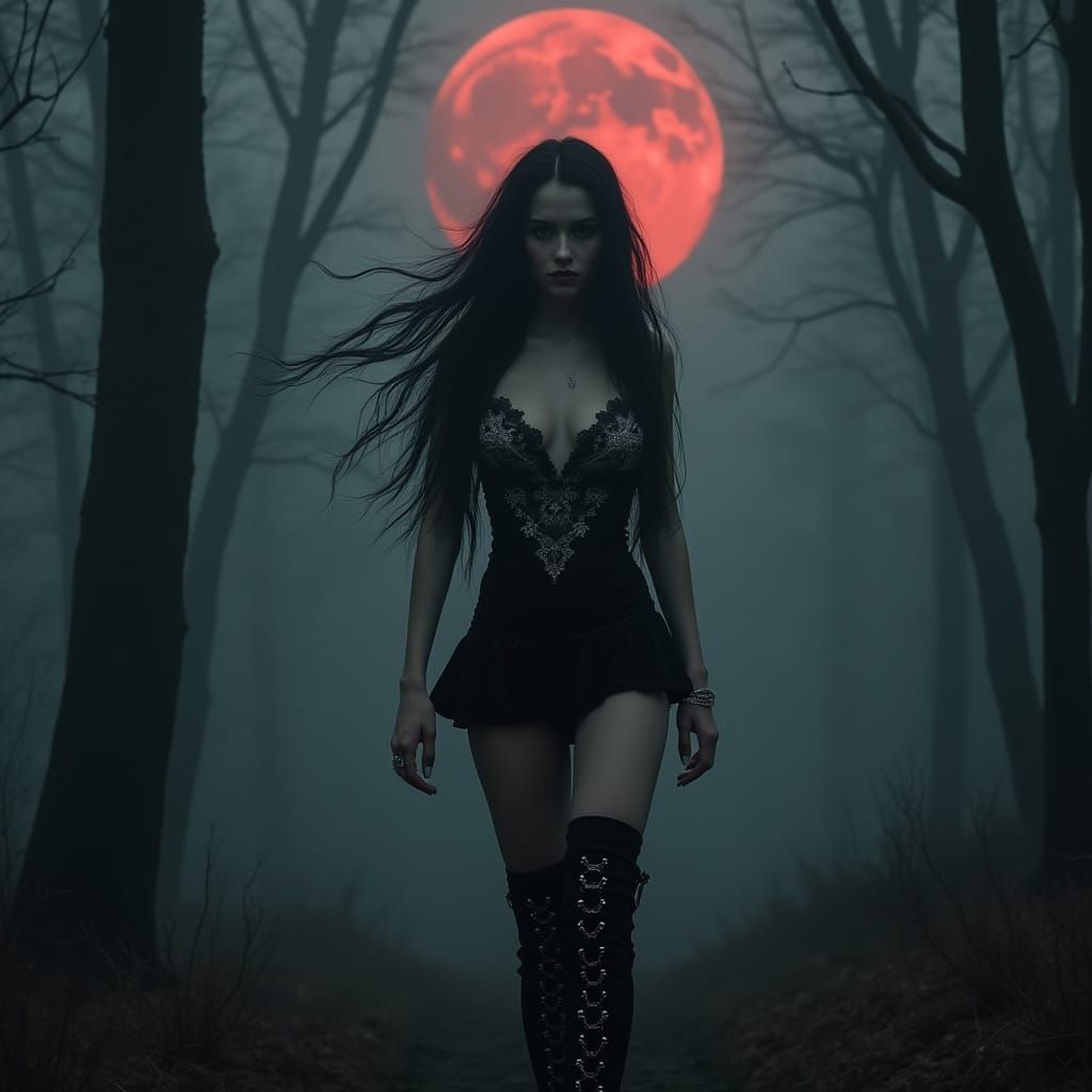 Ethereal Goth Witch in Dark Forest Enchantment