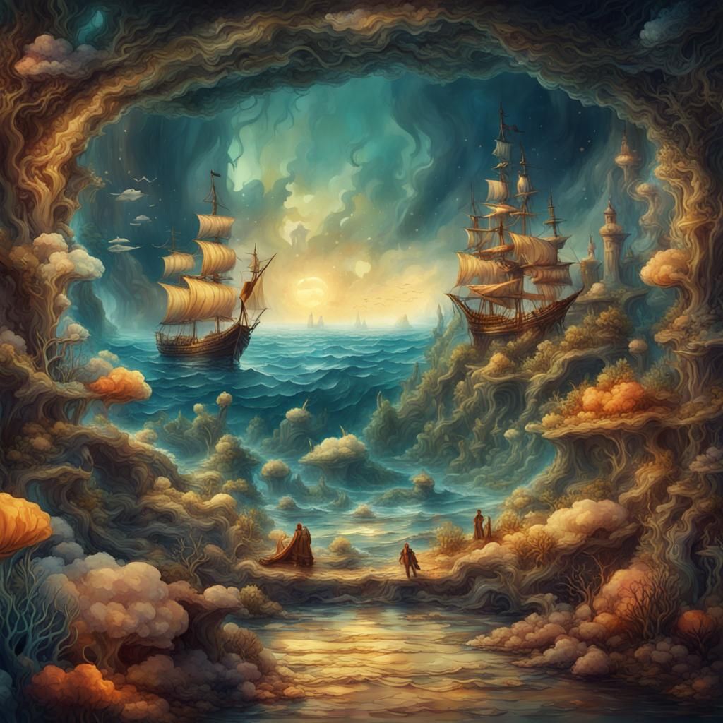 Vintage Underwater Fairytale in Watercolor Style