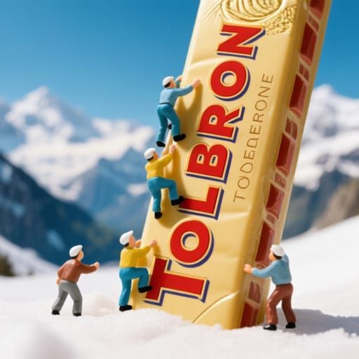 Tiny Climbers Ascend Giant Toblerone in Swiss Alps