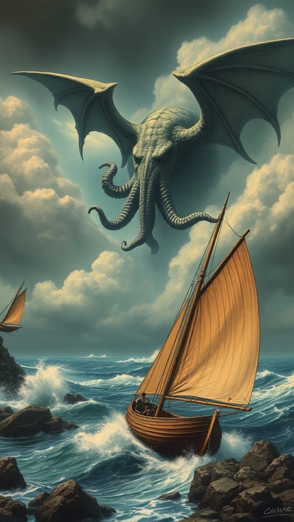 Cthulhu Book Cover in Gothic Fantasy Style
