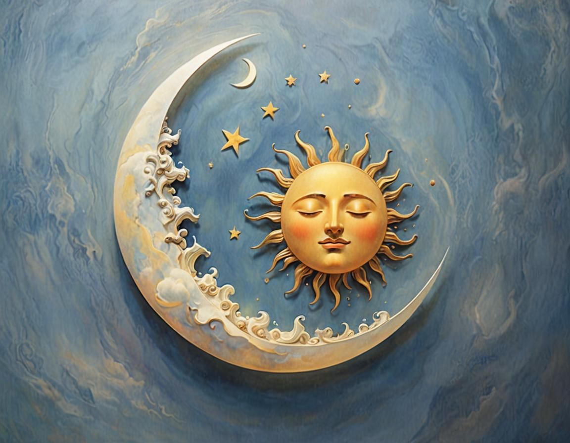 Sun Sleeps in Crescent Moon: Surreal Dreamscape