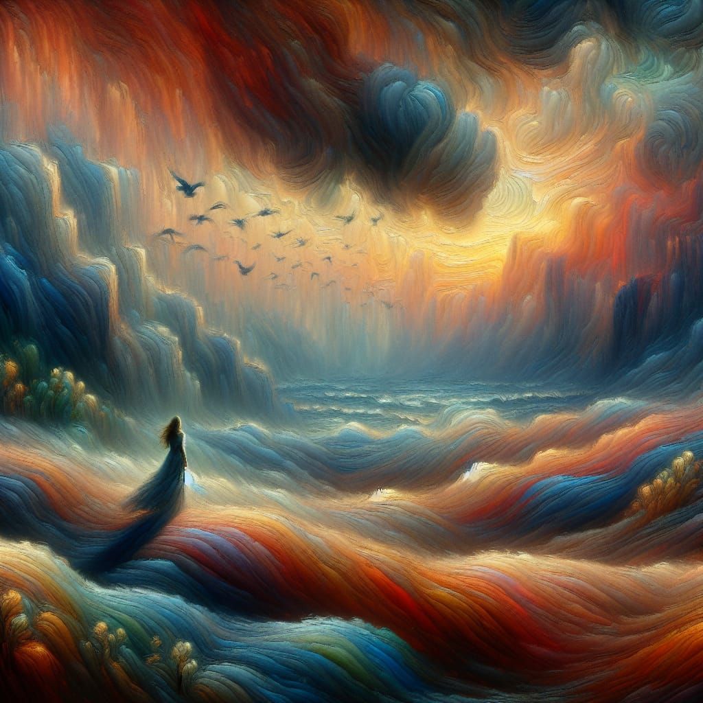 Emotional Oil Painting on Felt with Diffused Light