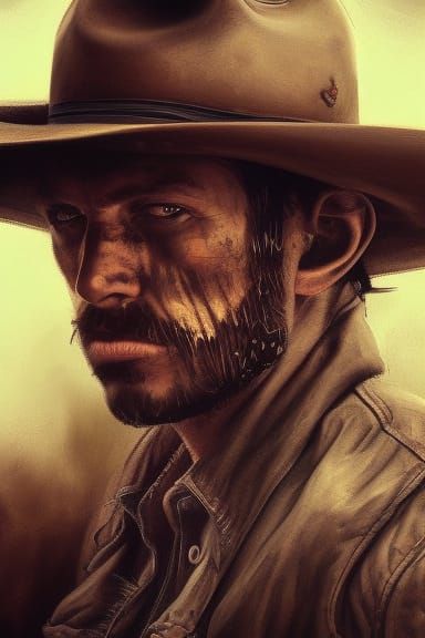 Sinister Cowboy Portrait, Hyperdetailed Artstation Concept