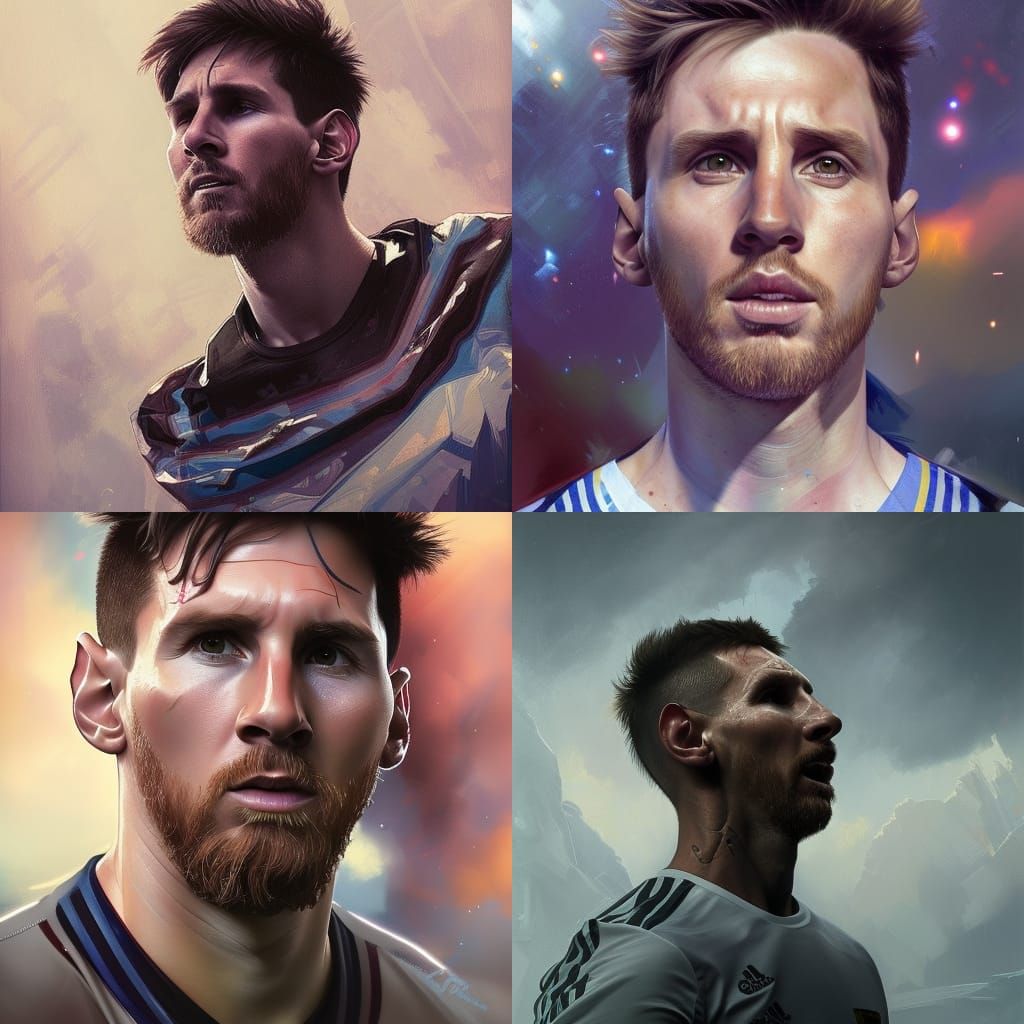 Alien Messi: Hyperdetailed Portrait in Stadium