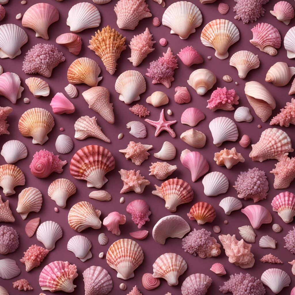 Seashell and Heart Still Life in Detailed Matte Style