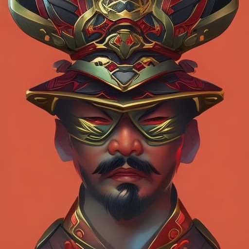 Samurai Frog Portrait in Japanese Art Style