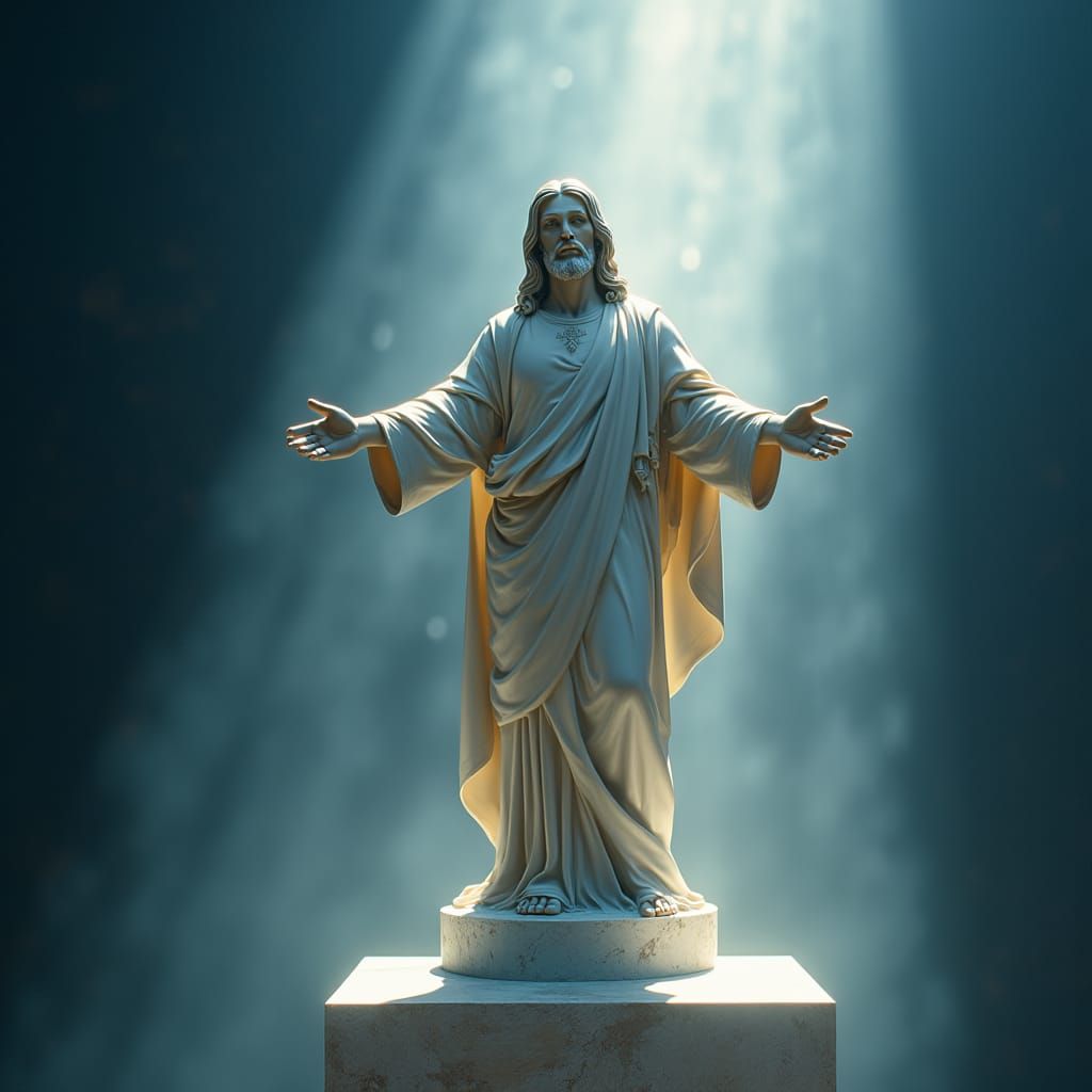 Marble Jesus Christ Statue Descending from Heaven