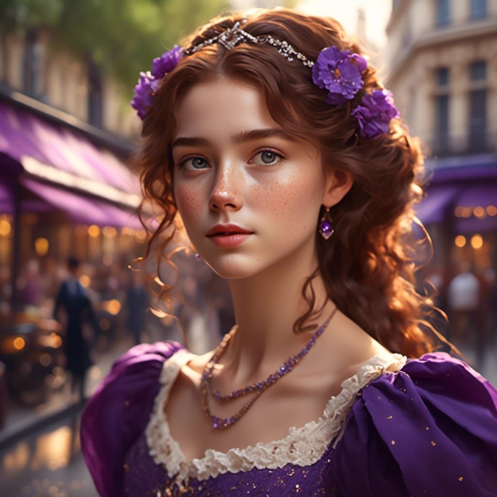 French Woman in Victorian Dress, Anime Style