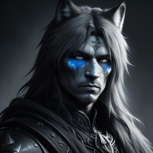 Grey Wolf with Spider Legs: Dark Fantasy Charcoal Art