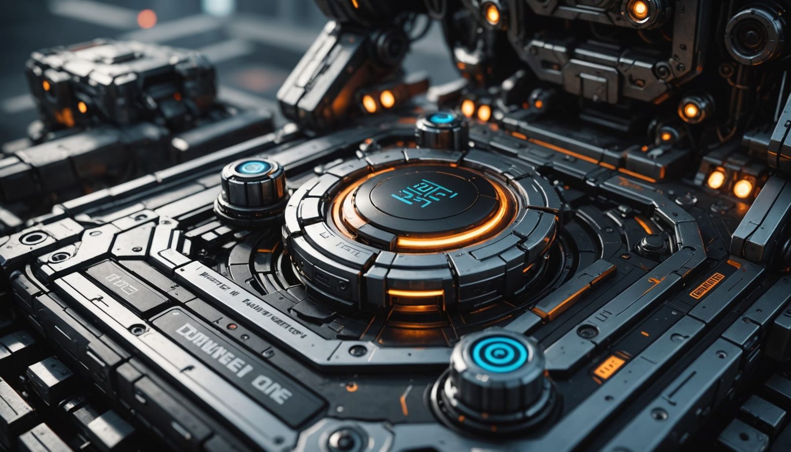 Surreal Sci-Fi Mech at Ground Level in Polished Metal