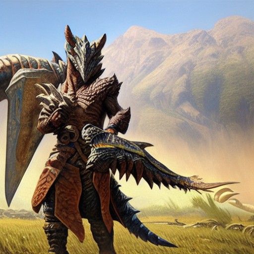 Monster Hunter in Oil Painting Style