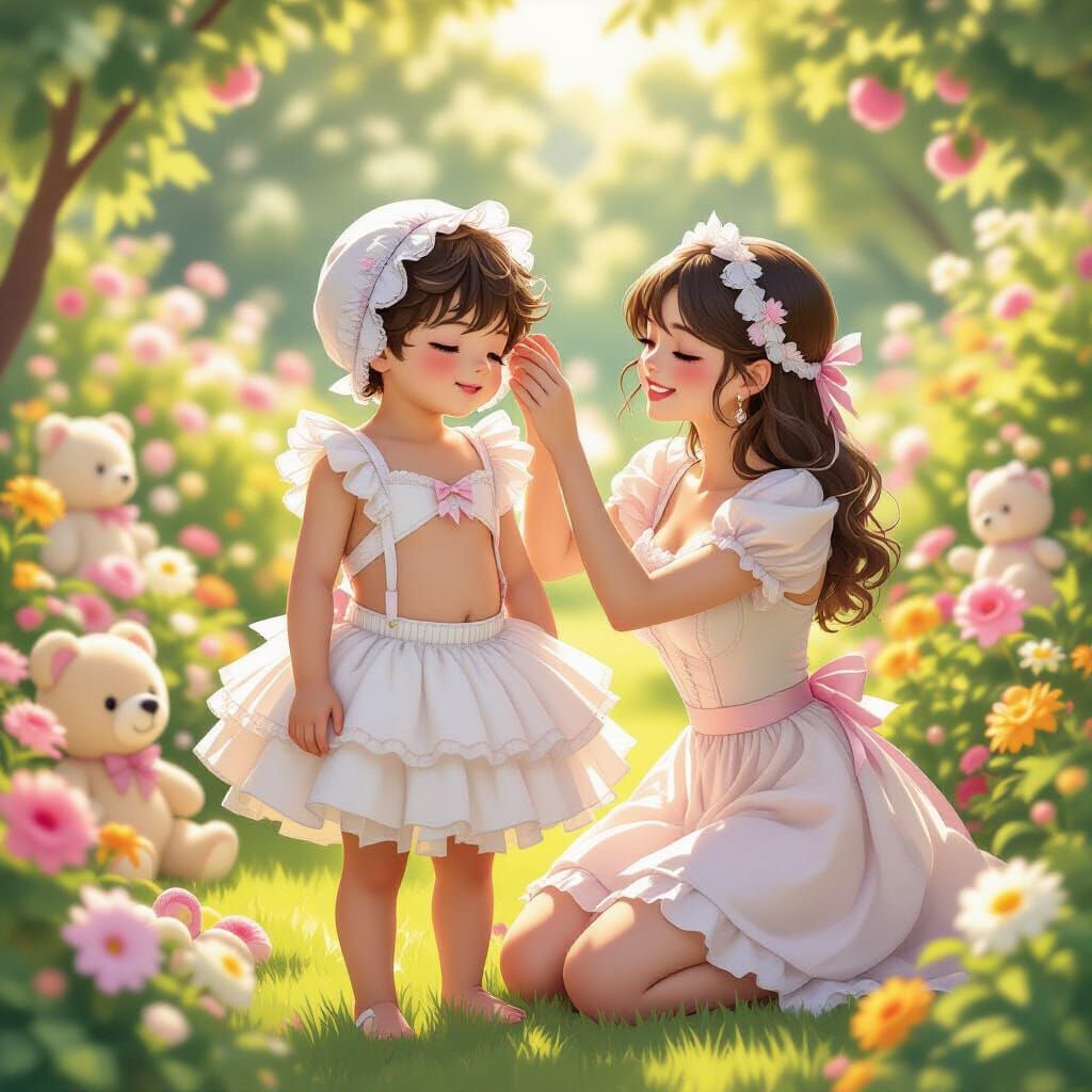 Pastel Sissy in Garden, Takashi Murakami Style