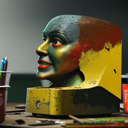 Realistic Portrait of Woman with Distressed Textures