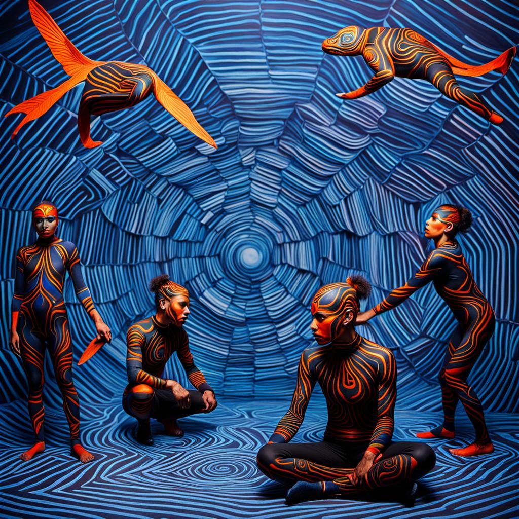 Surreal Abstract Model with Strobe Lighting