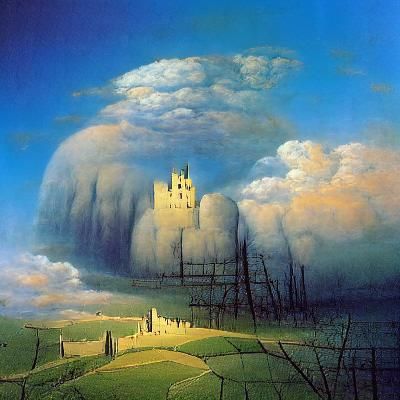 Medieval City Under Brooding Sky, Romanticism Style