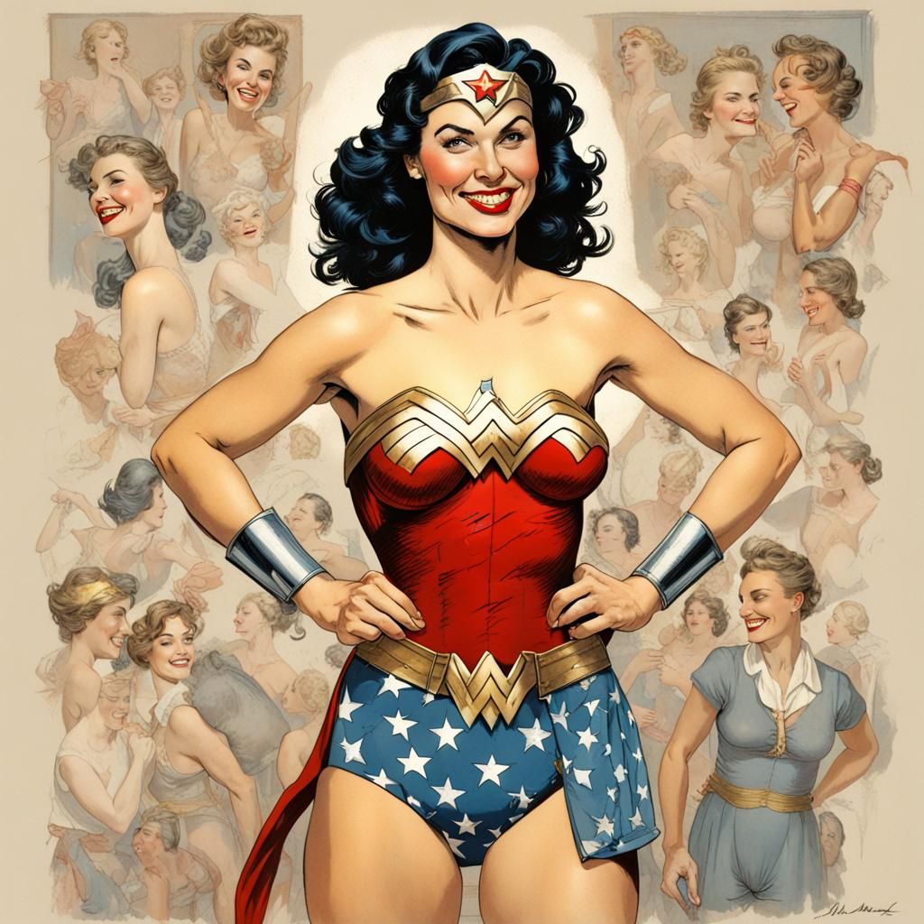 Wonder Woman in Norman Rockwell Style