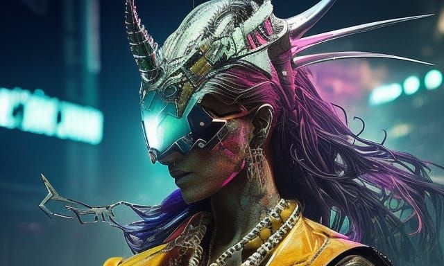 Female Alien Queen Outlaw in Cyberpunk Sci-Fi Art