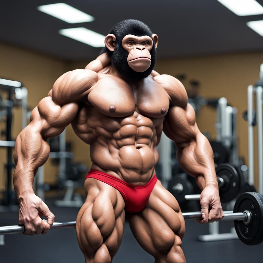 Muscular Monkey at the Gym in 8k
