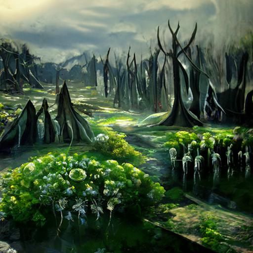Ethereal Forest Landscape: Radiant Elemental Earth Art