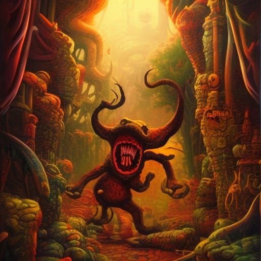 Friendly Monster Concept Art in Orange and Teal