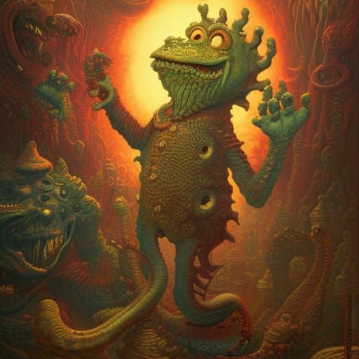 Friendly Monster in Psychedelic Art Style