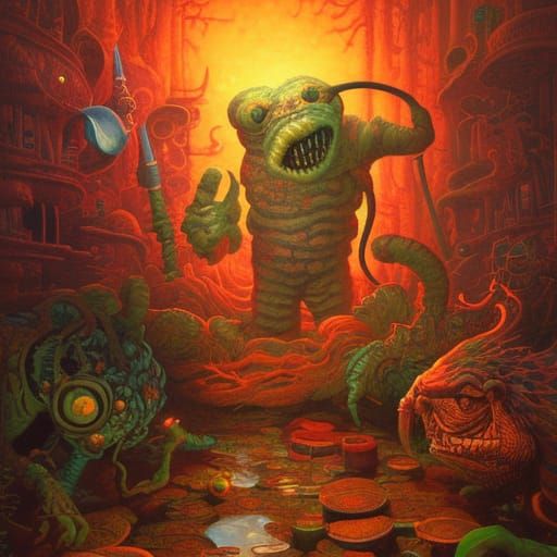 Friendly Monster in Psychedelic Pop Art Style