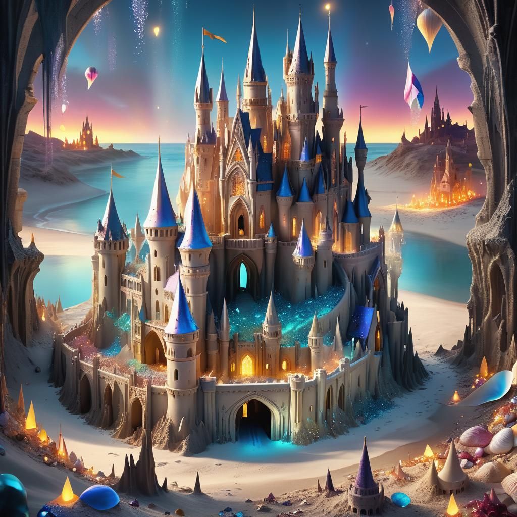 Surrealist Sandcastle Faery Kingdom with Gothic Details