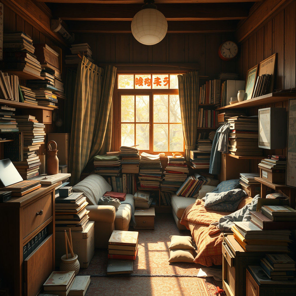 Cozy Japanese Apartment Interior as Digital Painting