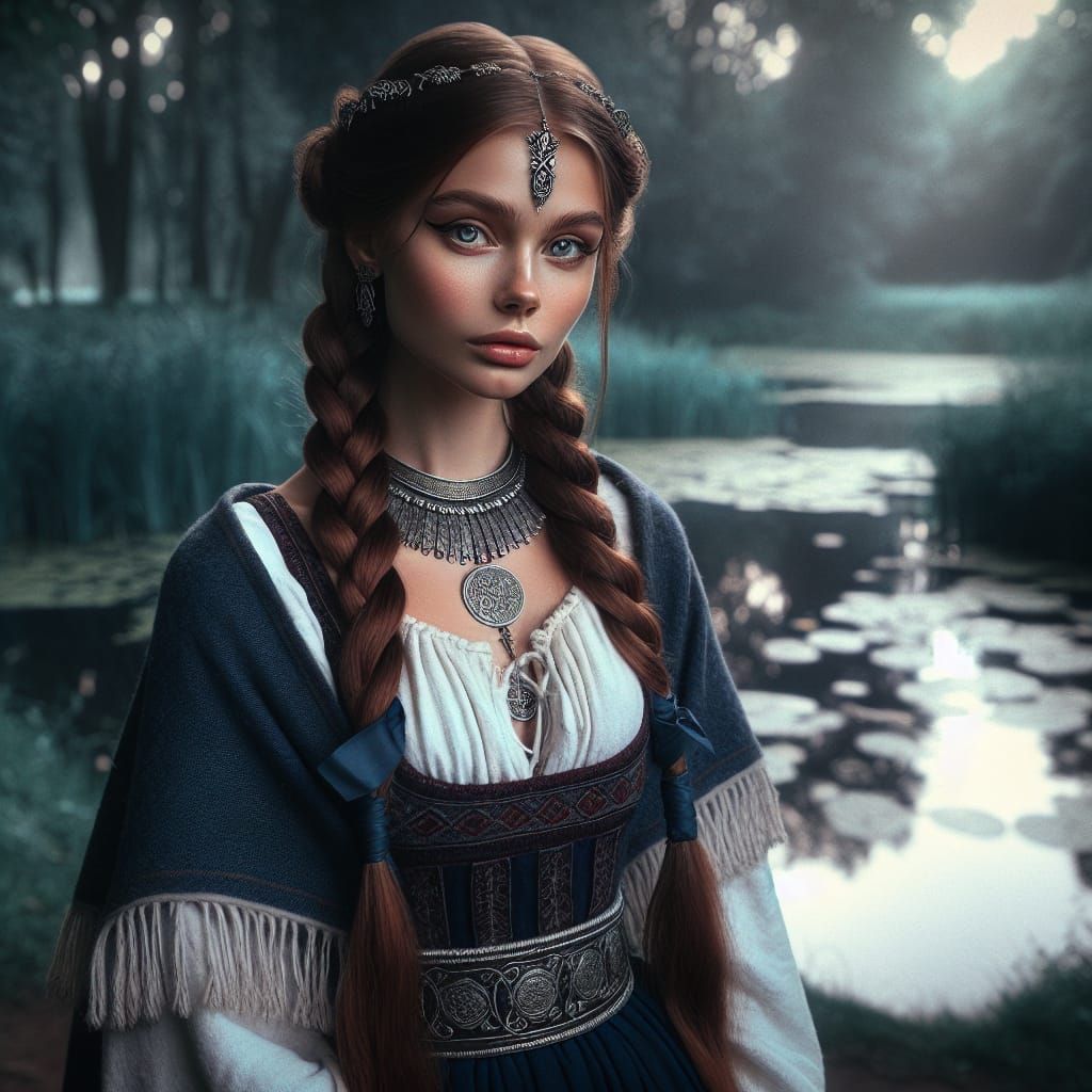 Latvian Water Goddess in Iron Age Attire