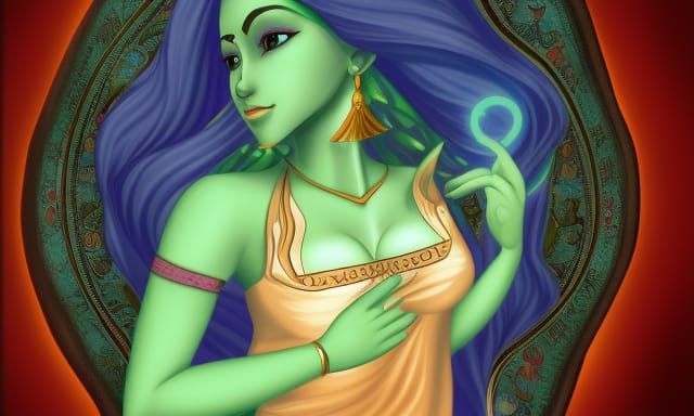 Mystical Female Jinn in Digital Art Style