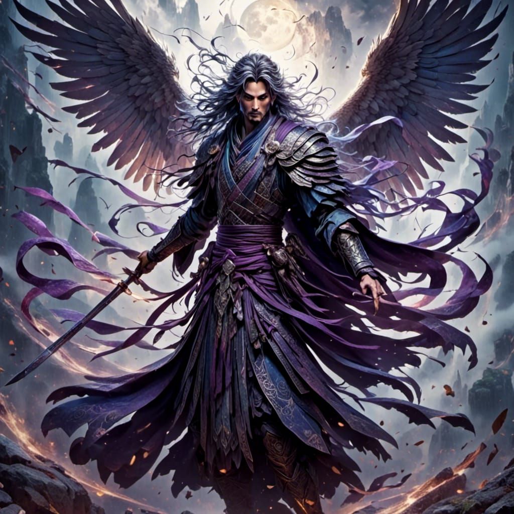 Aasimar Unveiling Wings in Dark Fantasy Art