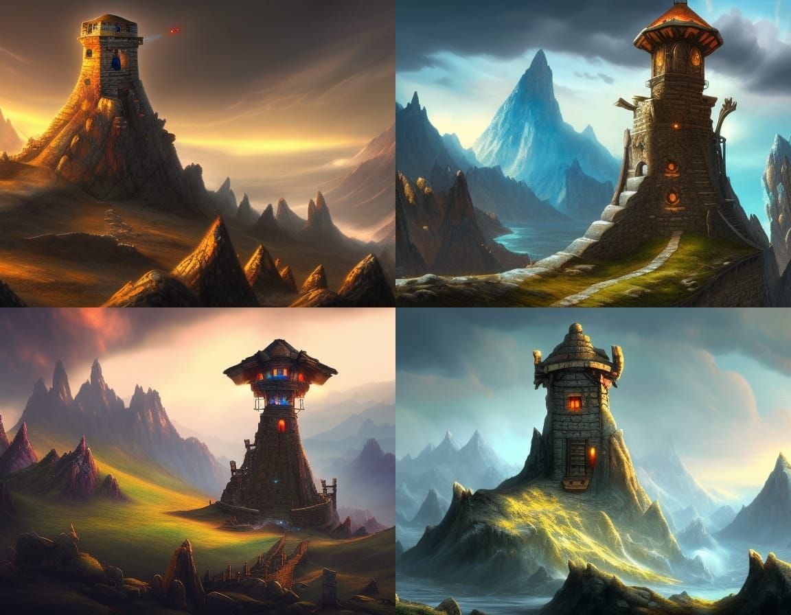 Dwarven Watchtower Command Beacon in Epic Fantasy Style