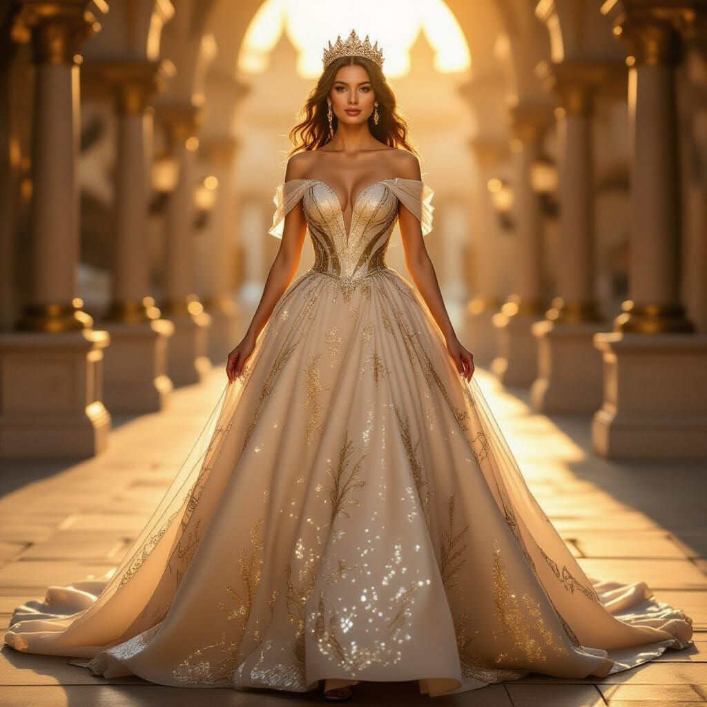 Sparkling Ballgown Fit for a Fantasy Queen in Sunlight