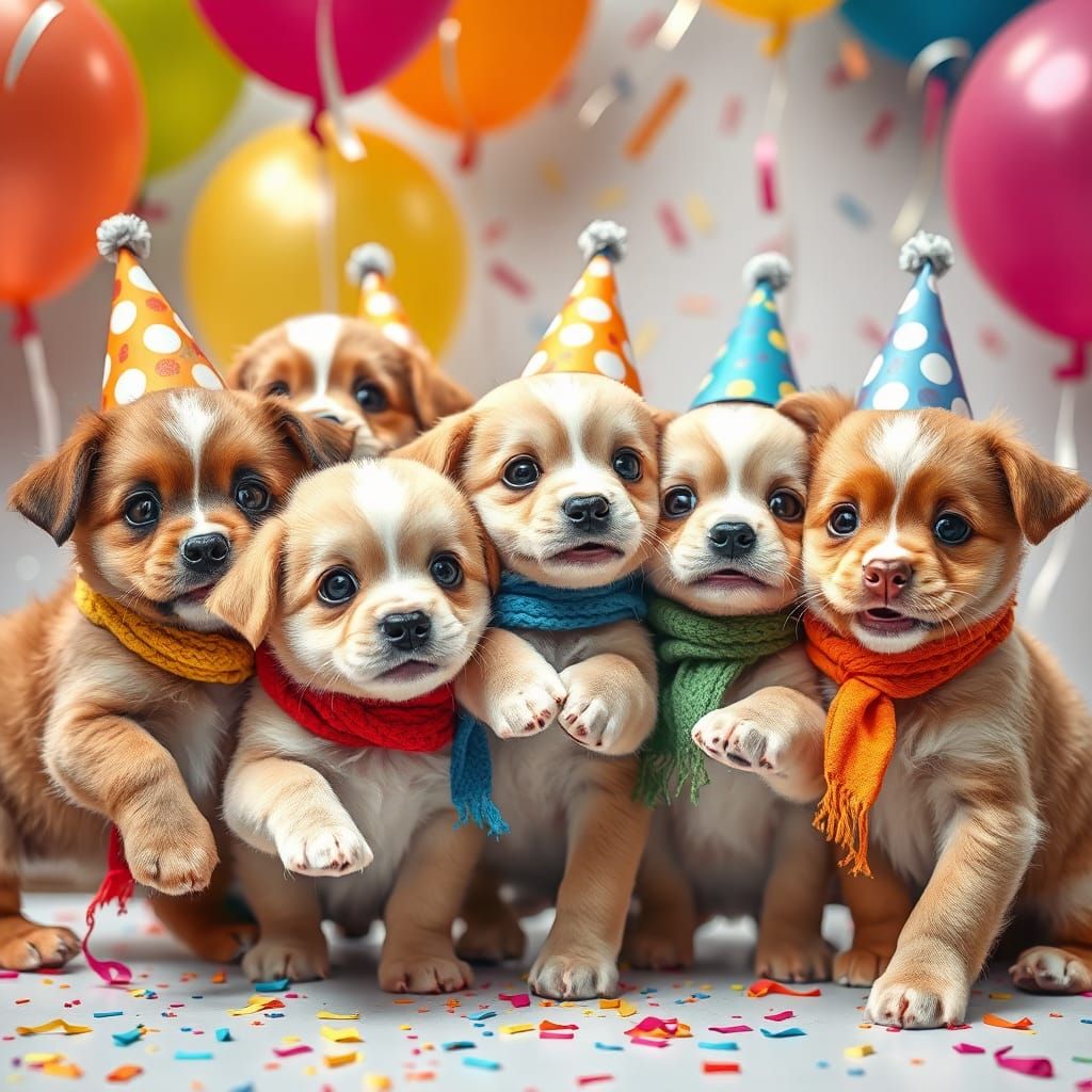 Joyful Selfie of Puppies and Kittens