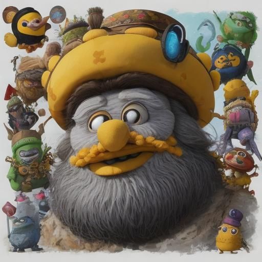 Crowned Muppet in Pop Surrealism Style