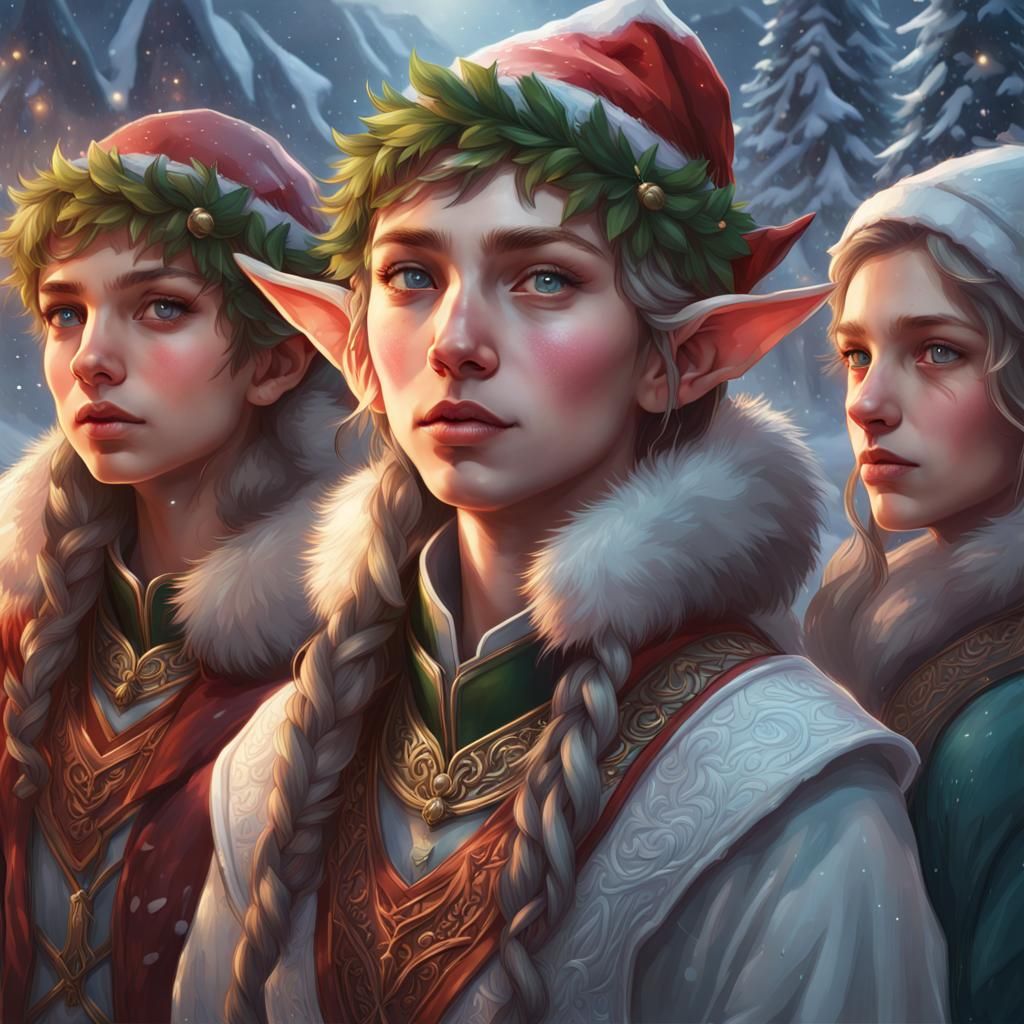 Festive Elf Portrait in Digital Art Style