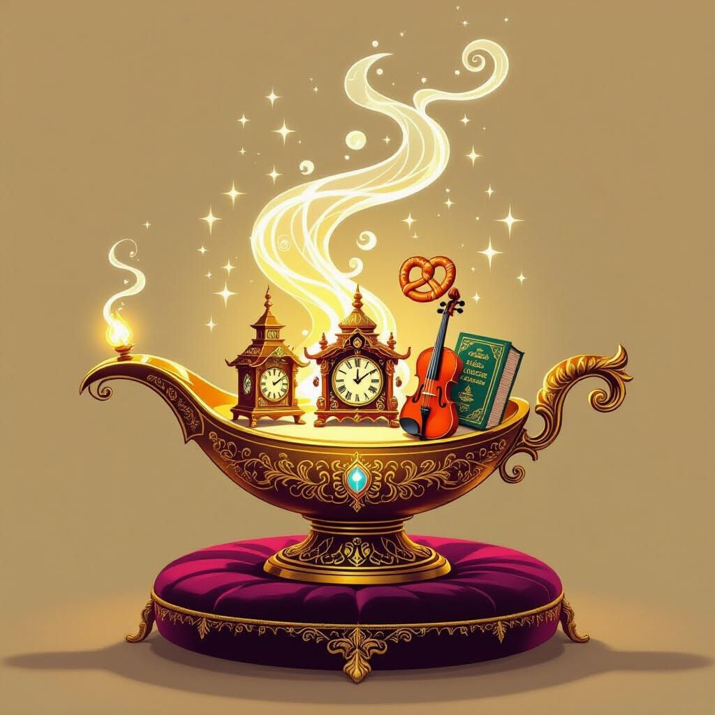 Magic Lamp for German Teacher, Islamic Art Style