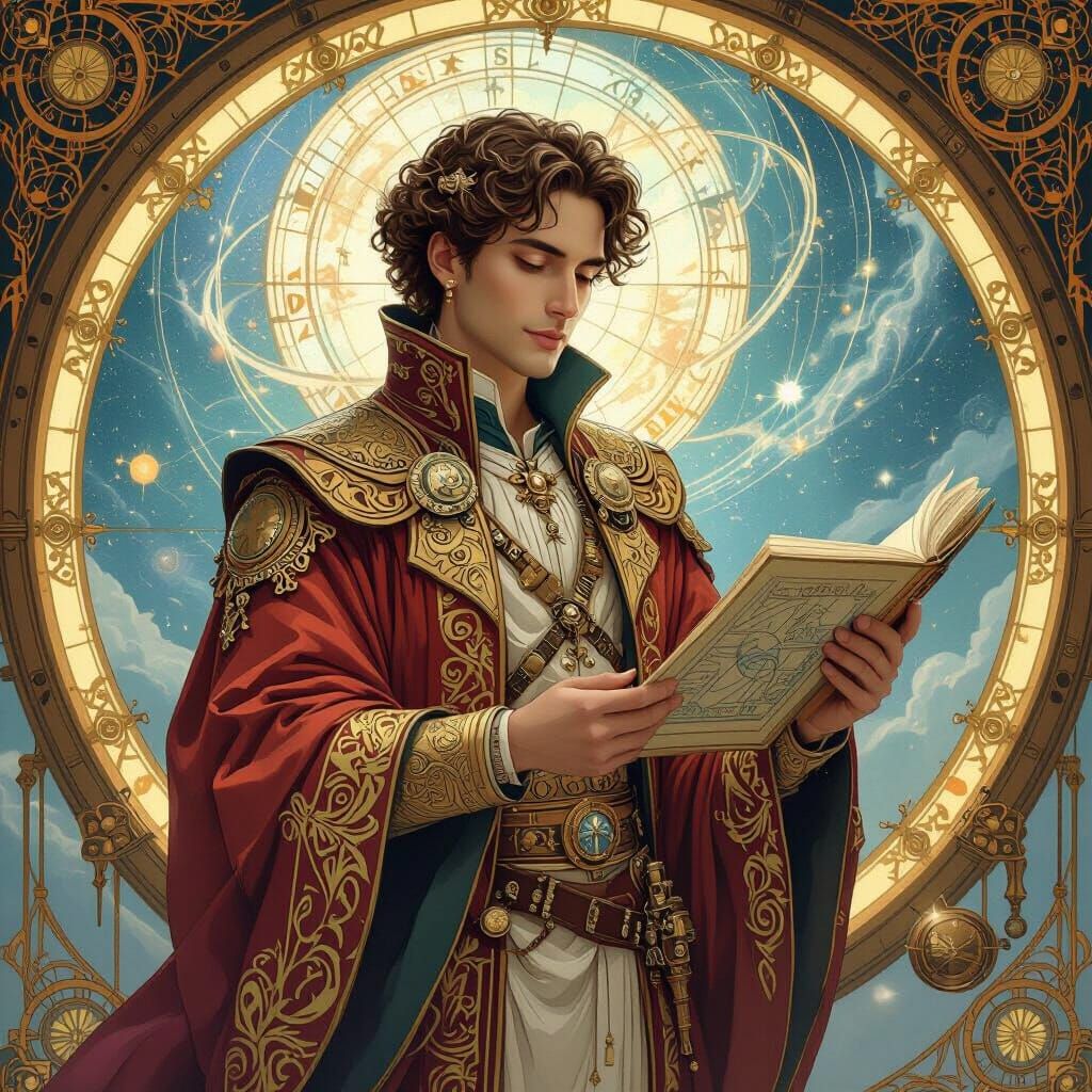 Celestial Cartographer Charts Constellations in Steampunk Ai...