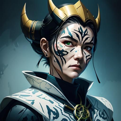 Rita Repulsa Double Exposure Portrait in Manhwa Style