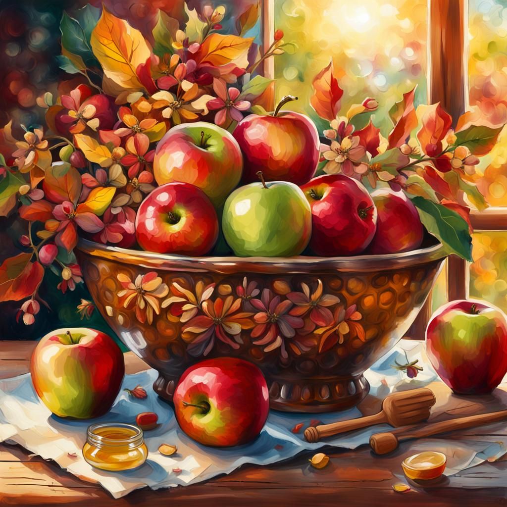 Vibrant Still Life in Pablo Amaringo Style