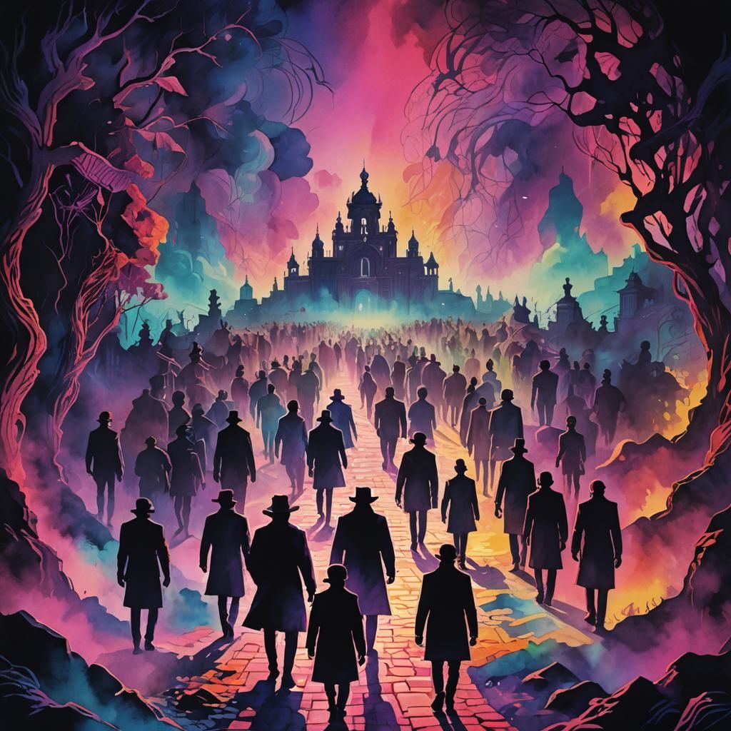 Leader's Illuminated Path in Synthwave Retro Style