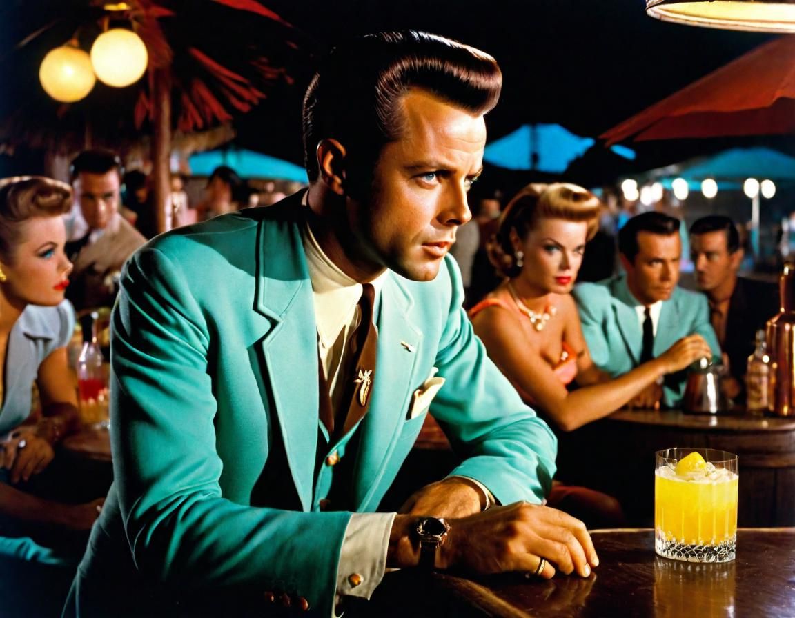 Vintage Film Still of Man with Cocktail