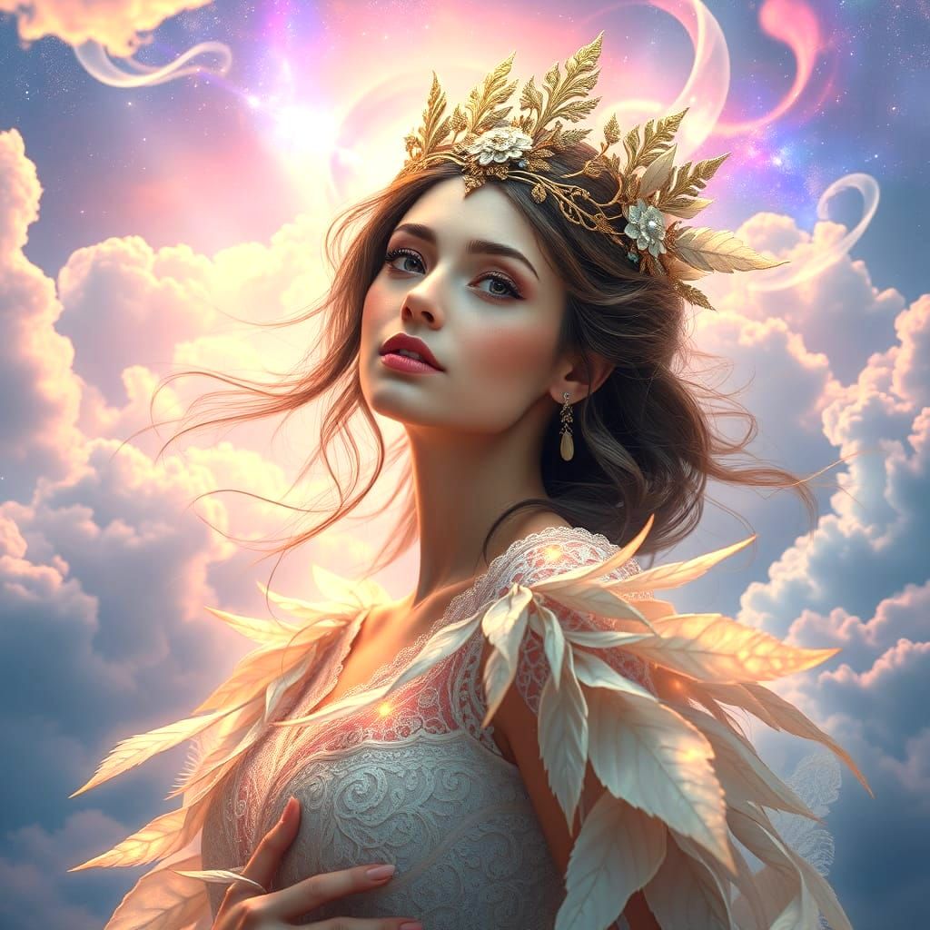 Ethereal Fantasy Princess in Celestial Gown