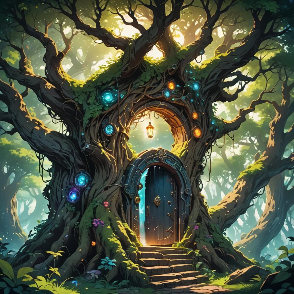Magic Portal Tree in Anime Style
