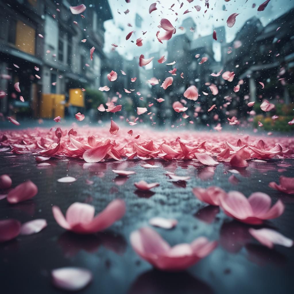 Fantasy Hurricane of Flower Petals in Cinematic Style
