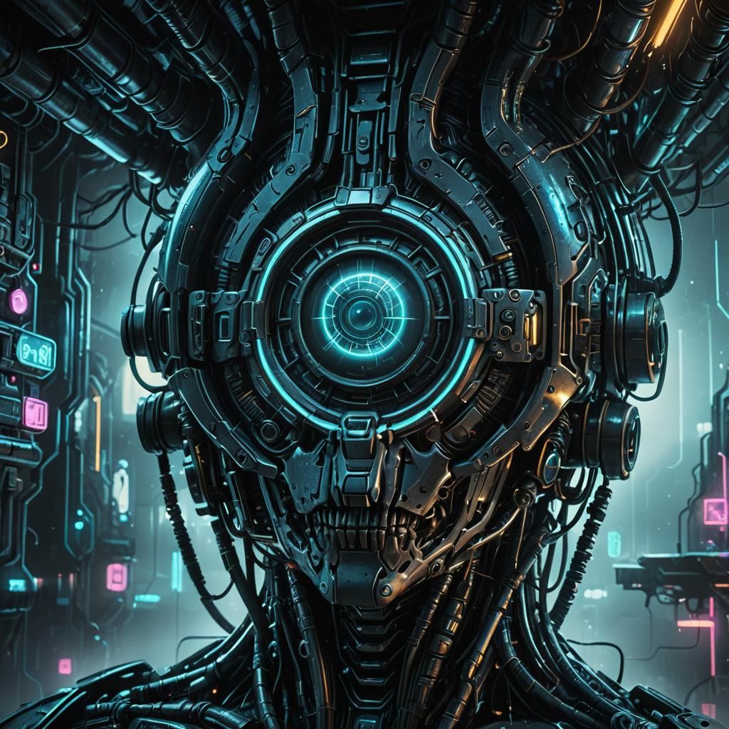 Bioluminescent Eye in Glass, Cyberpunk Neon Art