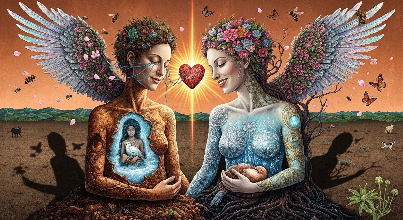 Surreal Fragmented Sculpture of Cosmic Duality