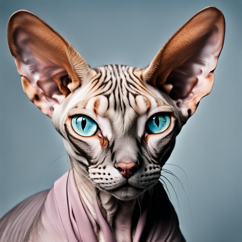 Striking Sphynx Cat Portrait in Studio Lighting