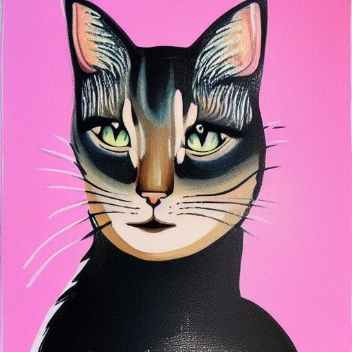 Taylor Swift as a Cat: Detailed Gouache Painting